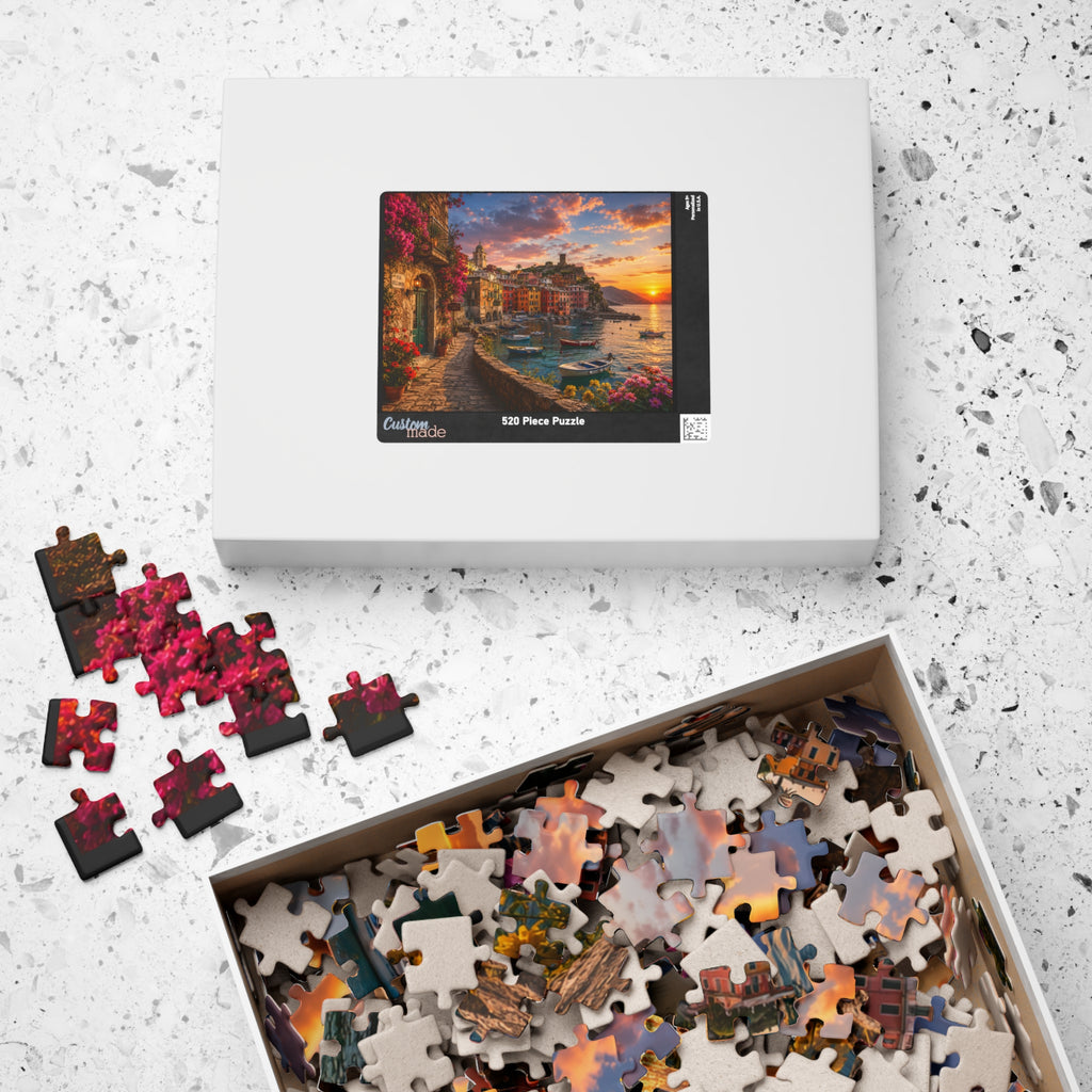 Sunset Harbor Coastal Puzzle — Scenic Italian Village 520/1014-Piece Jigsaw