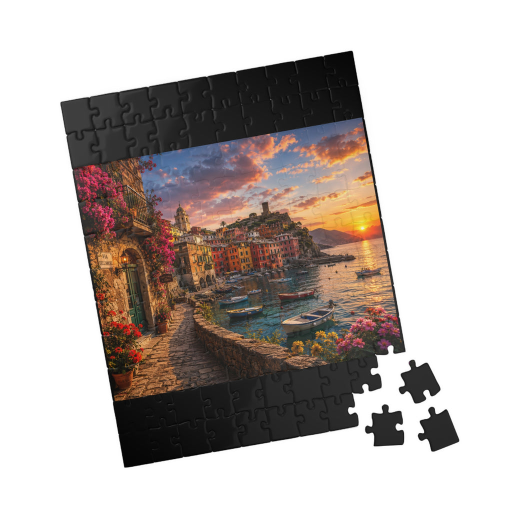 Sunset Harbor Coastal Puzzle — Scenic Italian Village 520/1014-Piece Jigsaw
