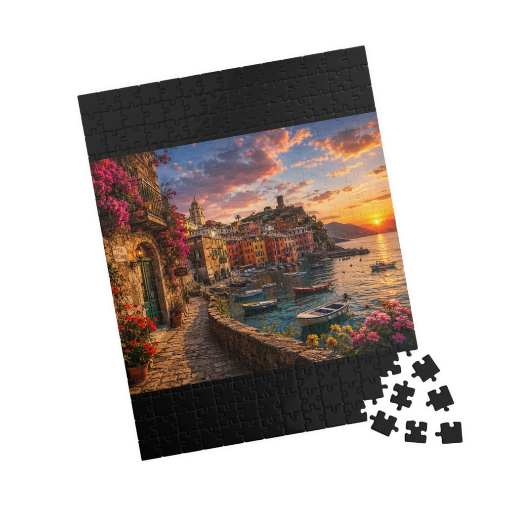 Sunset Harbor Coastal Puzzle — Scenic Italian Village 520/1014-Piece Jigsaw
