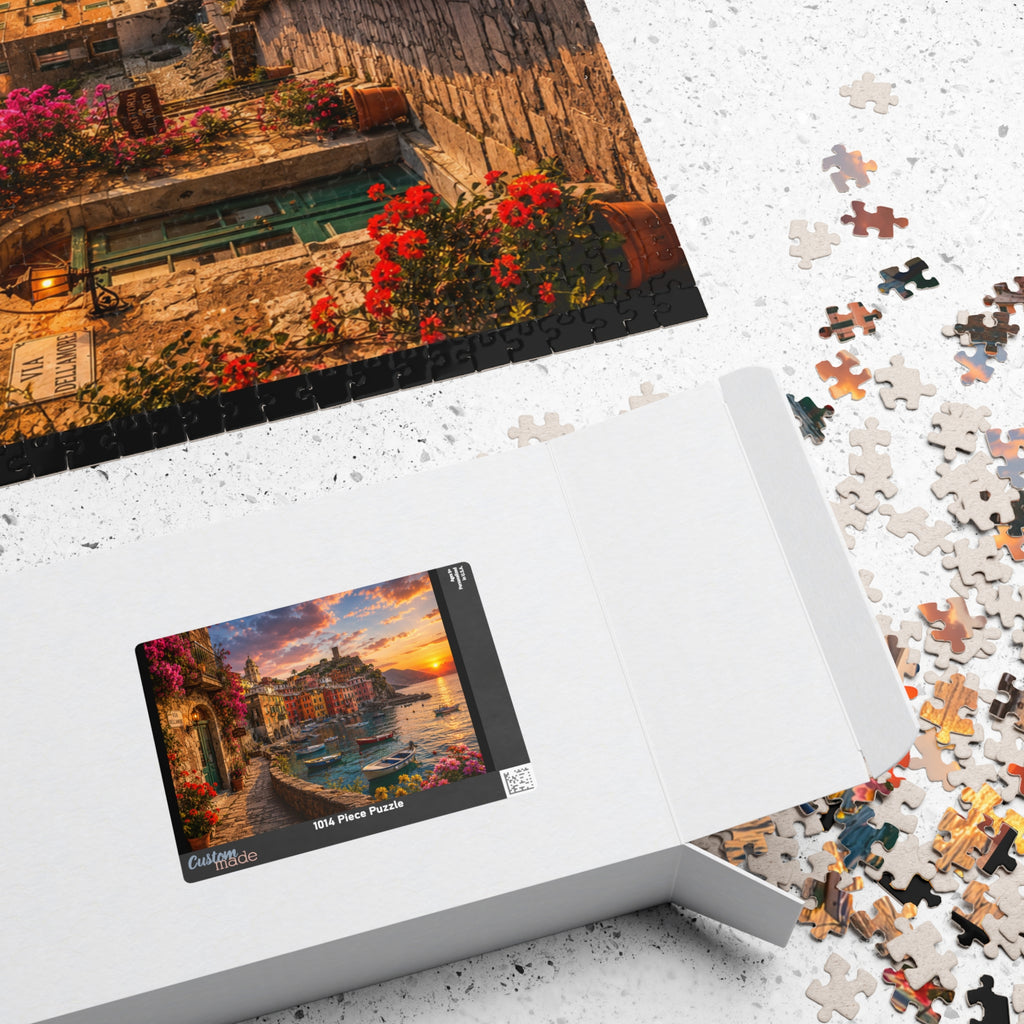 Sunset Harbor Coastal Puzzle — Scenic Italian Village 520/1014-Piece Jigsaw
