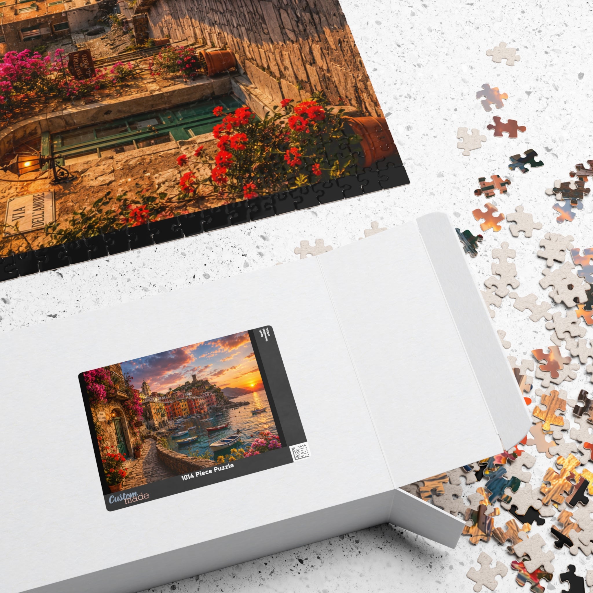 Sunset Harbor Coastal Puzzle — Scenic Italian Village 520/1014-Piece Jigsaw