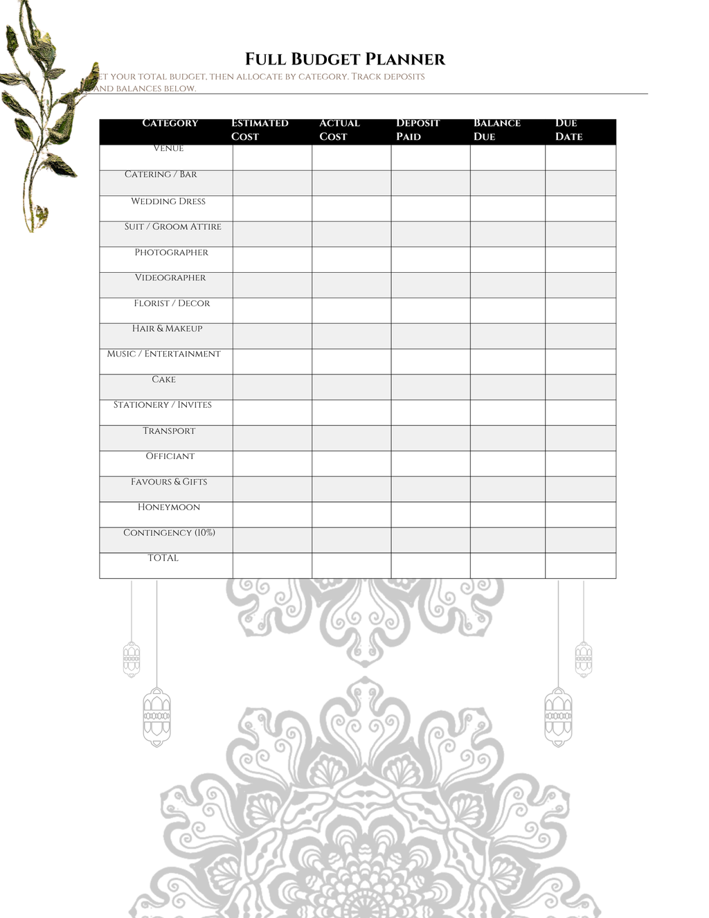 wedding planner (sage green)