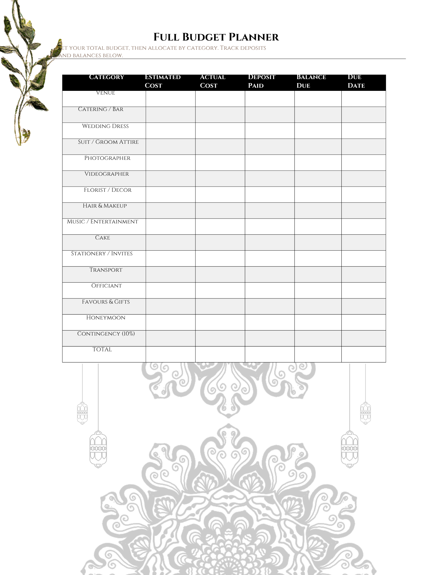 wedding planner (sage green)