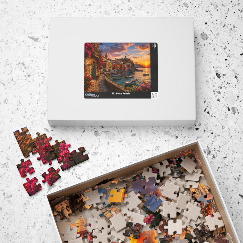 Sunset Harbor Coastal Puzzle — Scenic Italian Village 520/1014-Piece Jigsaw